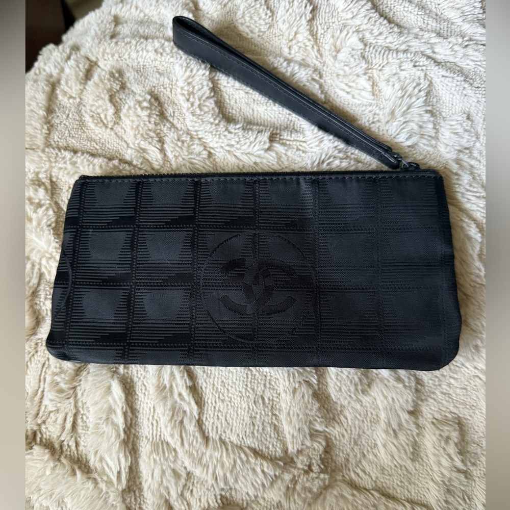 Chanel Travel Line Nylon Wristlet O pouch Black